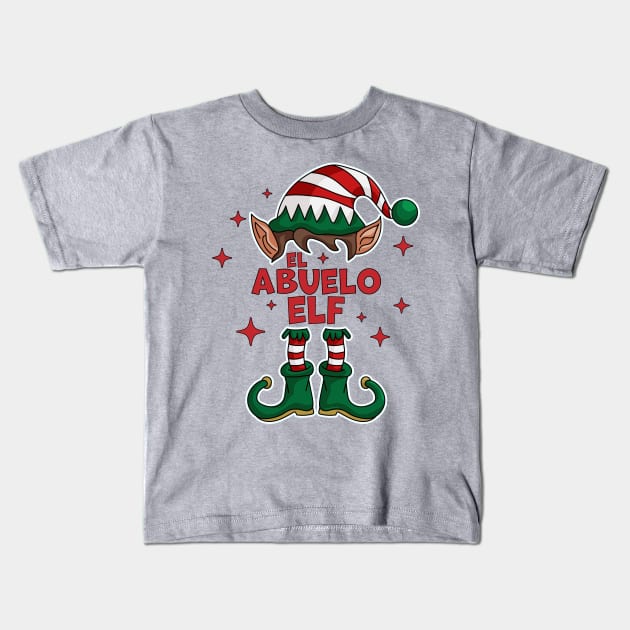 El Abuelo Elf - Grandpa Elf Christmas Party Matching Family Kids T-Shirt by OrangeMonkeyArt